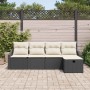 Conjunto de sofá de jardín Manual 5 pcs Negro 233 x 117 x 85 cm