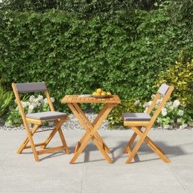 3-piece terrace folding table and chairs and acacia wood cushions by vidaXL, Garden sets - Ref: Foro24-319705, Price: 145,19 ...