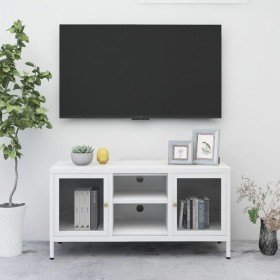 Mueble para el televisor acero y vidrio blanco 105x35x52 cm en Muebles TV | Comprar online en Foro24
