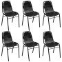 Sillas de comedor 6 unidades cuero auténtico negro
