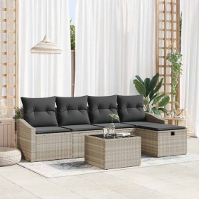 Conjunto de sofá de jardín 6 pcs Gris claro 55 x 55 x 37 cm