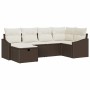 Conjunto de sofá de jardín 6 pcs Marrón 55 x 62 x 69 cm