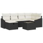 Conjunto de sofá de jardín 7 pcs Negro 55 x 62 x 69 cm
