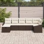 Conjunto de sofá de jardín 7 pcs Marrón 55 x 62 x 69 cm