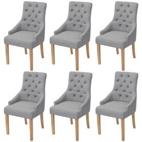 Sillas de comedor 6 unidades de tela gris claro Sillas de comedor 6 unidades de tela gris claro