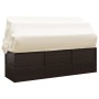 Gartenliegesofa mit Markise und braunen synthetischen Rattankissen von vidaXL, Liegen - Ref: Foro24-319567, Preis: 240,72 €, ...