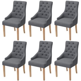 Sillas de comedor 6 unidades tela gris oscuro
