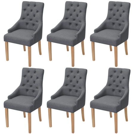 Sillas de comedor 6 unidades tela gris oscuro