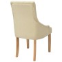 Sillas de comedor 4 unidades tela color crema