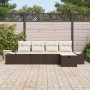 Conjunto de sofá de jardín 5 pcs Marrón 55 x 62 x 69 cm