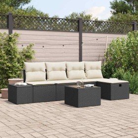 Conjunto de sofá de jardín 6 pcs Negro 55 x 62 x 69 cm Conjunto de sofá de jardín 6 pcs Negro 55 x 62 x 69 cm