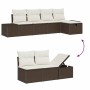 Conjunto de sofá de jardín 6 pcs Marrón 55 x 62 x 69 cm