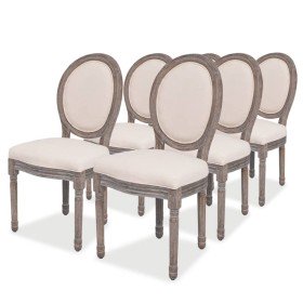 Sillas de comedor 6 unidades tela color crema Sillas de comedor 6 unidades tela color crema