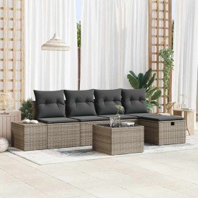 Conjunto de sofá de jardín 6 pcs Gris 55 x 62 x 69 cm Poliratán Conjunto de sofá de jardín 6 pcs Gris 55 x 62 x 69 cm Poliratán