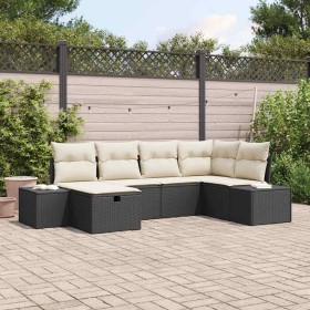 Conjunto de sofá de jardín 6 pcs Negro 55 x 62 x 69 cm