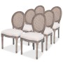 Sillas de comedor 6 unidades tela color crema