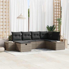 Conjunto de sofá de jardín 6 pcs Gris 55 x 62 x 69 cm Poliratán Conjunto de sofá de jardín 6 pcs Gris 55 x 62 x 69 cm Poliratán