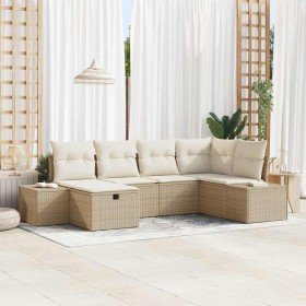 Conjunto de sofá de jardín 6 pcs Beige 55 x 62 x 69 cm Conjunto de sofá de jardín 6 pcs Beige 55 x 62 x 69 cm