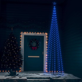 Árbol cono de Navidad 400 LEDs decoración azul 100x360 cm