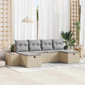 Conjunto de sofá de jardín 6 pcs Beige 55 x 62 x 69 cm