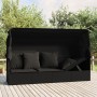 Gartenliegesofa mit Markise und schwarzen synthetischen Rattankissen von vidaXL, Liegen - Ref: Foro24-319569, Preis: 252,76 €...