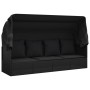 Gartenliegesofa mit Markise und schwarzen synthetischen Rattankissen von vidaXL, Liegen - Ref: Foro24-319569, Preis: 252,76 €...