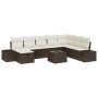 Conjunto de sofá de jardín 9 pcs Marrón 55 x 62 x 69 cm