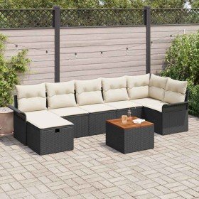 Conjunto de sofá de jardín con cojín 8 pcs Negro Poliratán Conjunto de sofá de jardín con cojín 8 pcs Negro Poliratán