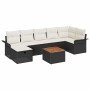 Conjunto de sofá de jardín con cojín 8 pcs Negro Poliratán