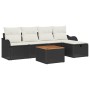 Conjunto de sofá de jardín con cojín 6 pcs Negro Poliratán