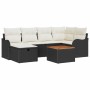 Conjunto de sofá de jardín con cojín 7 pcs Negro Poliratán