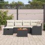Conjunto de sofá de jardín con cojín 7 pcs Negro Poliratán
