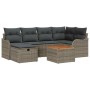 Conjunto de sofá de jardín con cojín 7 pcs Gris Poliratán