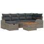 Conjunto de sofá de jardín con cojín 7 pcs Gris Poliratán
