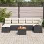 Conjunto de sofá de jardín con cojín 8 pcs Negro Poliratán