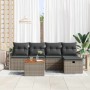 Conjunto de sofá de jardín con cojín 6 pcs Gris Poliratán