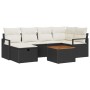 Conjunto de sofá de jardín con cojín 7 pcs Negro Poliratán