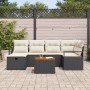 Conjunto de sofá de jardín con cojín 7 pcs Negro Poliratán