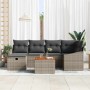 Conjunto de sofá de jardín con cojín 7 pcs Gris Poliratán