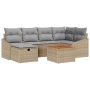 Conjunto de sofá de jardín con cojín 7 pcs Beige Poliratán