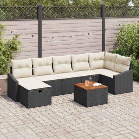 Conjunto de sofá de jardín 8 pcs Negro Poliratán