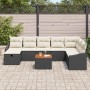 Conjunto de sofá de jardín con cojín 9 pcs Negro Poliratán