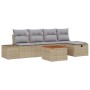 Conjunto de sofá de jardín con cojín 6 pcs Beige Poliratán