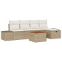 Conjunto de sofá de jardín con cojín 6 pcs Beige Poliratán