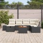 Conjunto de sofá de jardín con cojín 7 pcs Negro Poliratán