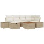 Conjunto de sofá de jardín con cojín 7 pcs Beige Poliratán