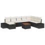 Conjunto de sofá de jardín con cojín 9 pcs Negro Poliratán