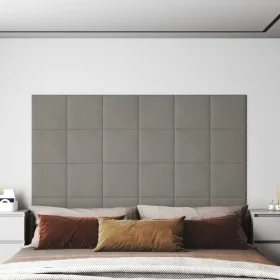 Paneles de pared 12 uds terciopelo gris claro 30x30 cm 1,08 m² de vidaXL, Recubrimiento de paredes - Ref: Foro24-343807, Prec...