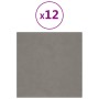 Paneles de pared 12 uds terciopelo gris claro 30x30 cm 1,08 m²