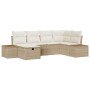 Conjunto de sofá de jardín con almohada 6 pcs Beige Poliratán en Sofás de exterior | Comprar online en Foro24